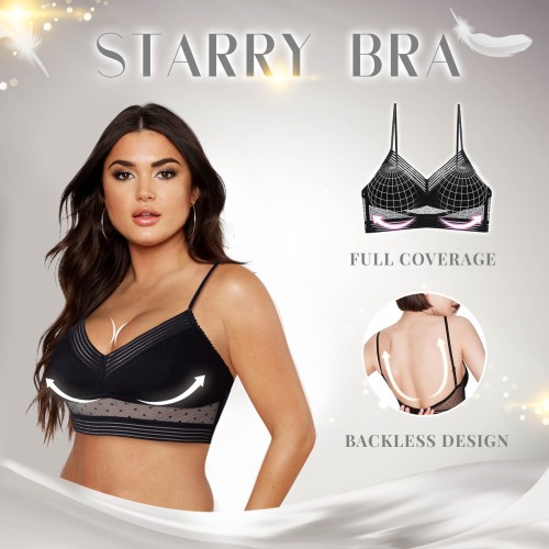 Starry Bra - Low Back Wireless Lifting Full Coverage Lace Bra